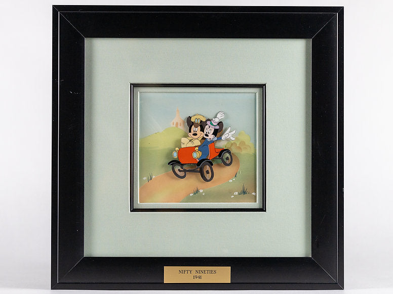 Mickey & Minnie Mouse Nifty Nineties Animation Cel Courvoisier 1941 Disney