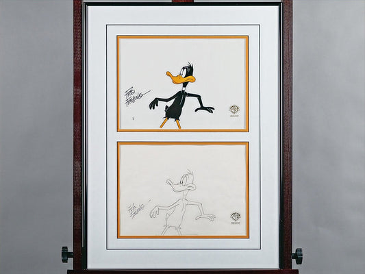 Daffy Duck One of One Signed Original Pencil Drawing & Hand Painted Cel 1996