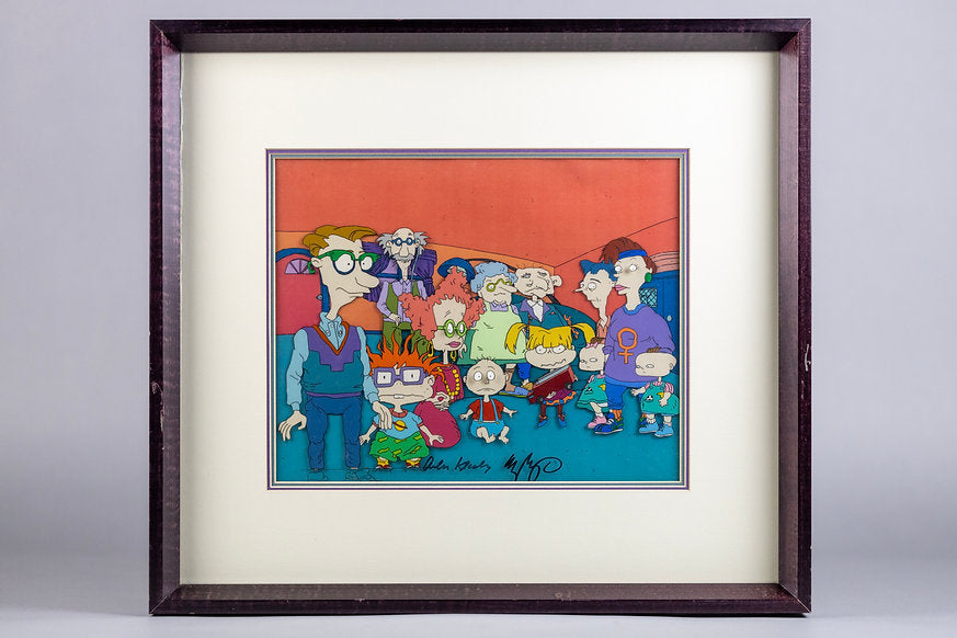 Rugrats Family Room Production Animation Cel with Background 1991 Signed