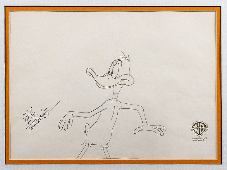 Daffy Duck One of One Signed Original Pencil Drawing & Hand Painted Cel 1996