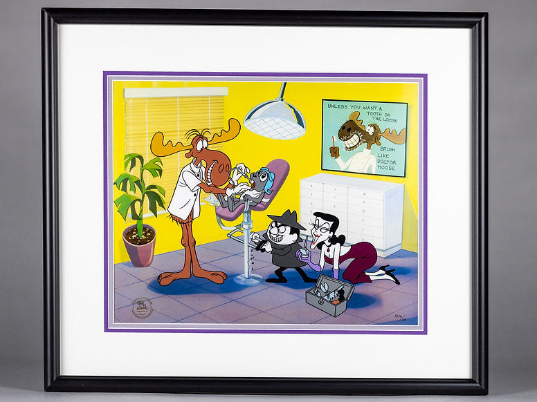 Rocky and Bullwinkle "Tooth on the Loose" Animation Cel Proof