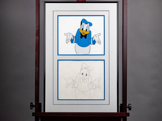 Donald Duck Epcot Pavilion Production Cel and Pencil Drawing 1980s