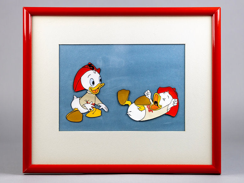 Donald Duck's Nephews Huey and Louie as Firemen Production Animation Cel Disney