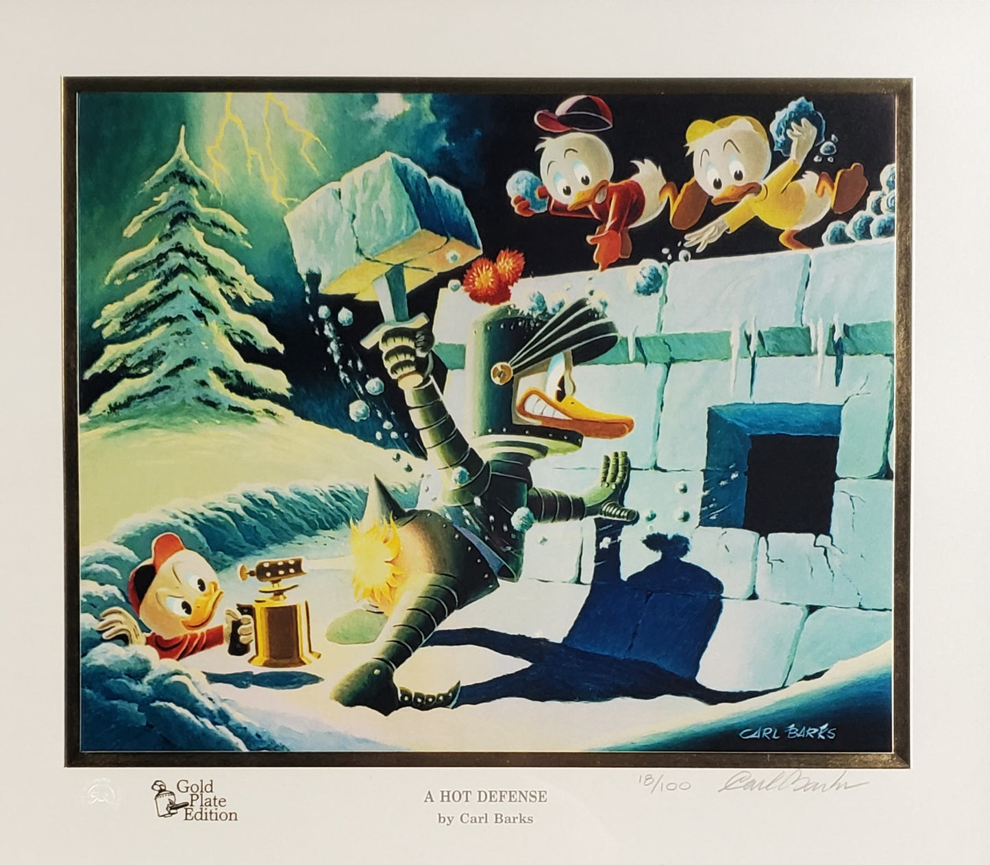 A Hot Defense Carl Barks Signed Gold Plate Edition