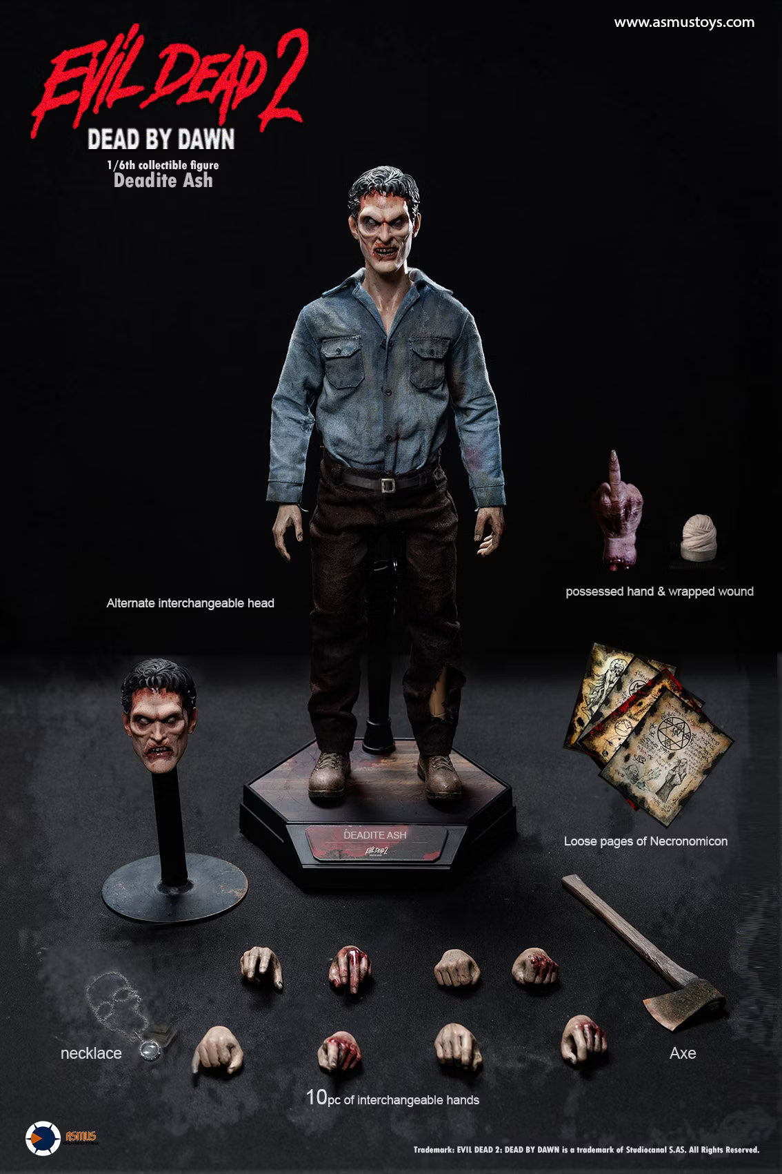 Deadite Ash Evil Dead 2 1/6 Scale Asmus Toys Action Figure NIB