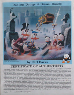 Donald Duck and Uncle Scrooge Dubious Doings At Dismal Downs Carl Barks Signed Gold Plate Edition