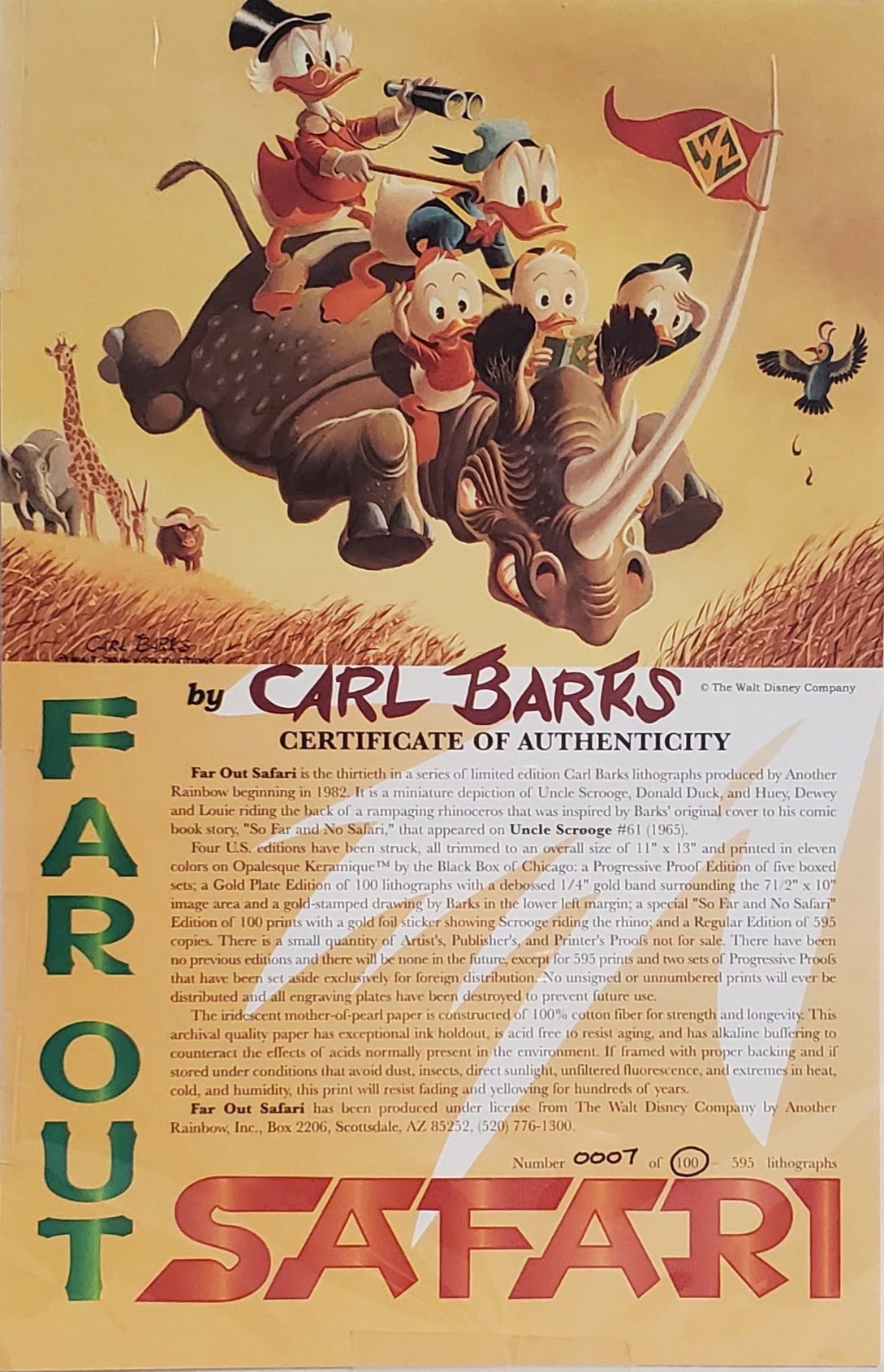 Far Out Safari Carl Barks Signed Gold Plate Edition