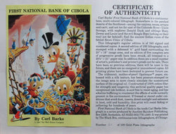 Donald Duck and Uncle Scrooge First National Bank Of Cibola Carl Barks Signed Gold Plate Edition