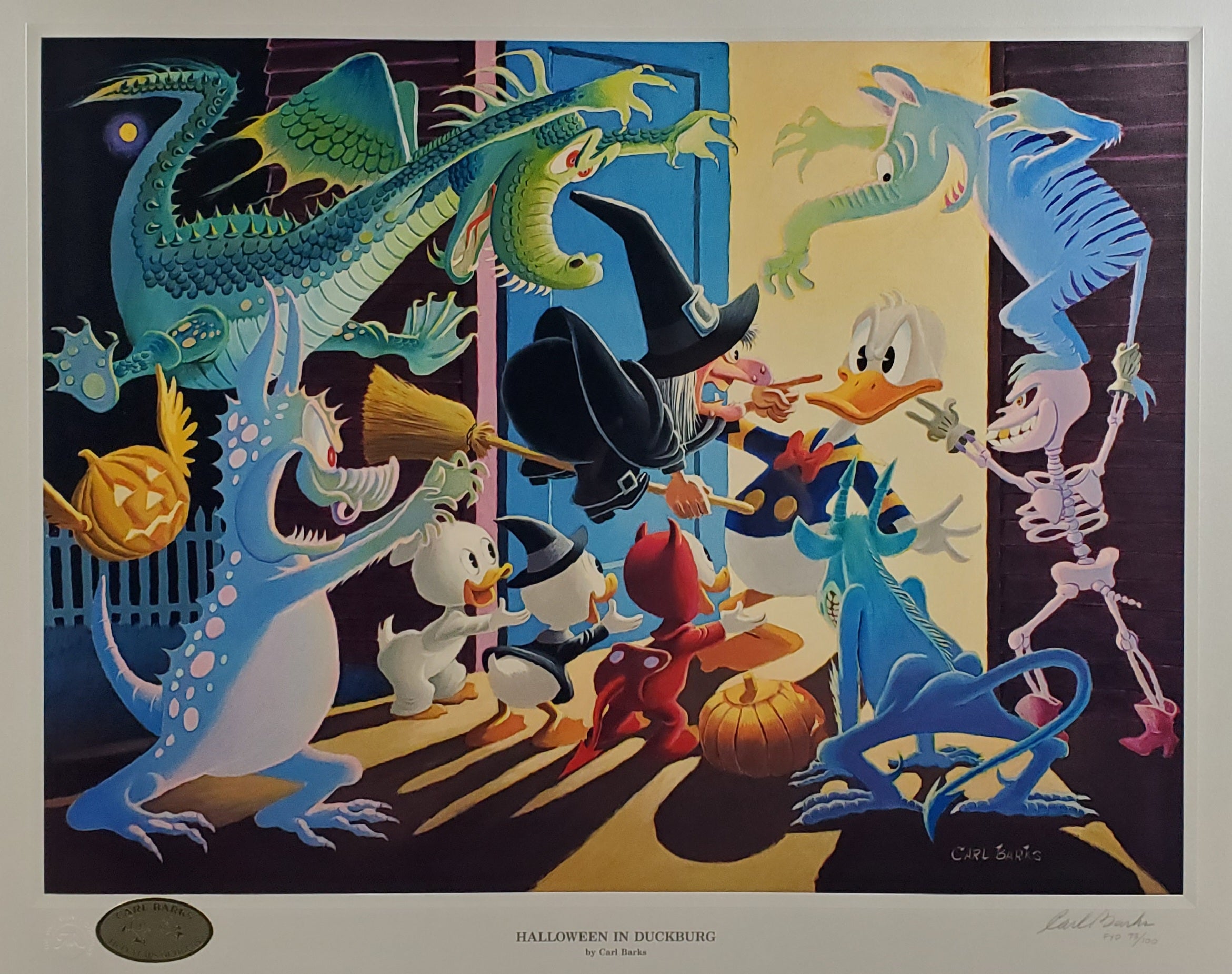 Donald Duck Halloween In Duckburg Carl Barks Signed Gold Plate Anniversary Edition