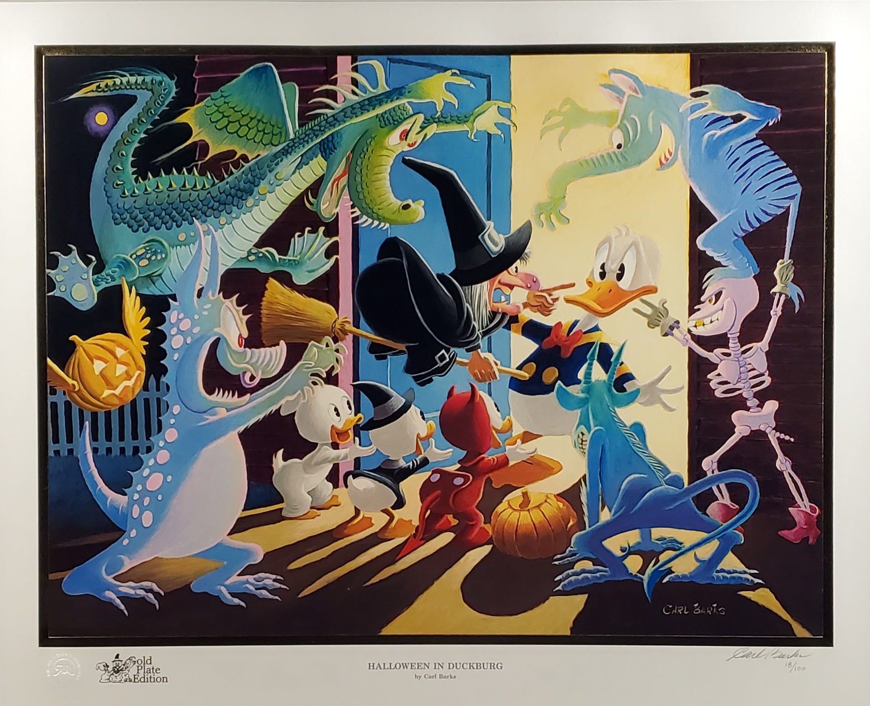 Donald Duck Halloween In Duckburg Carl Barks Signed Gold Plate Edition