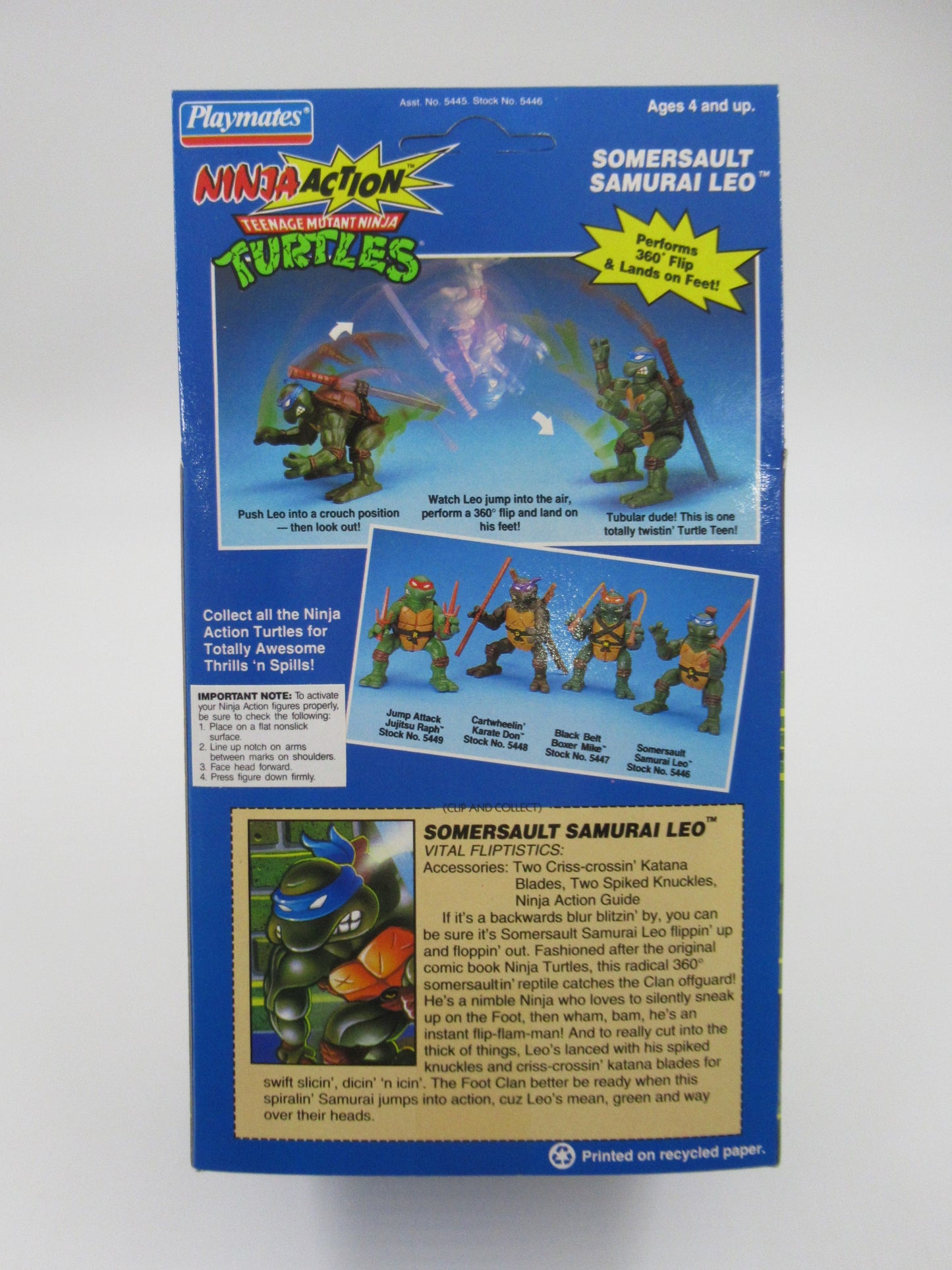 TMNT Somersault Samurai Leo Ninja Action 5" Figure Teenage Mutant Ninja Turtles - Playmates (1993)