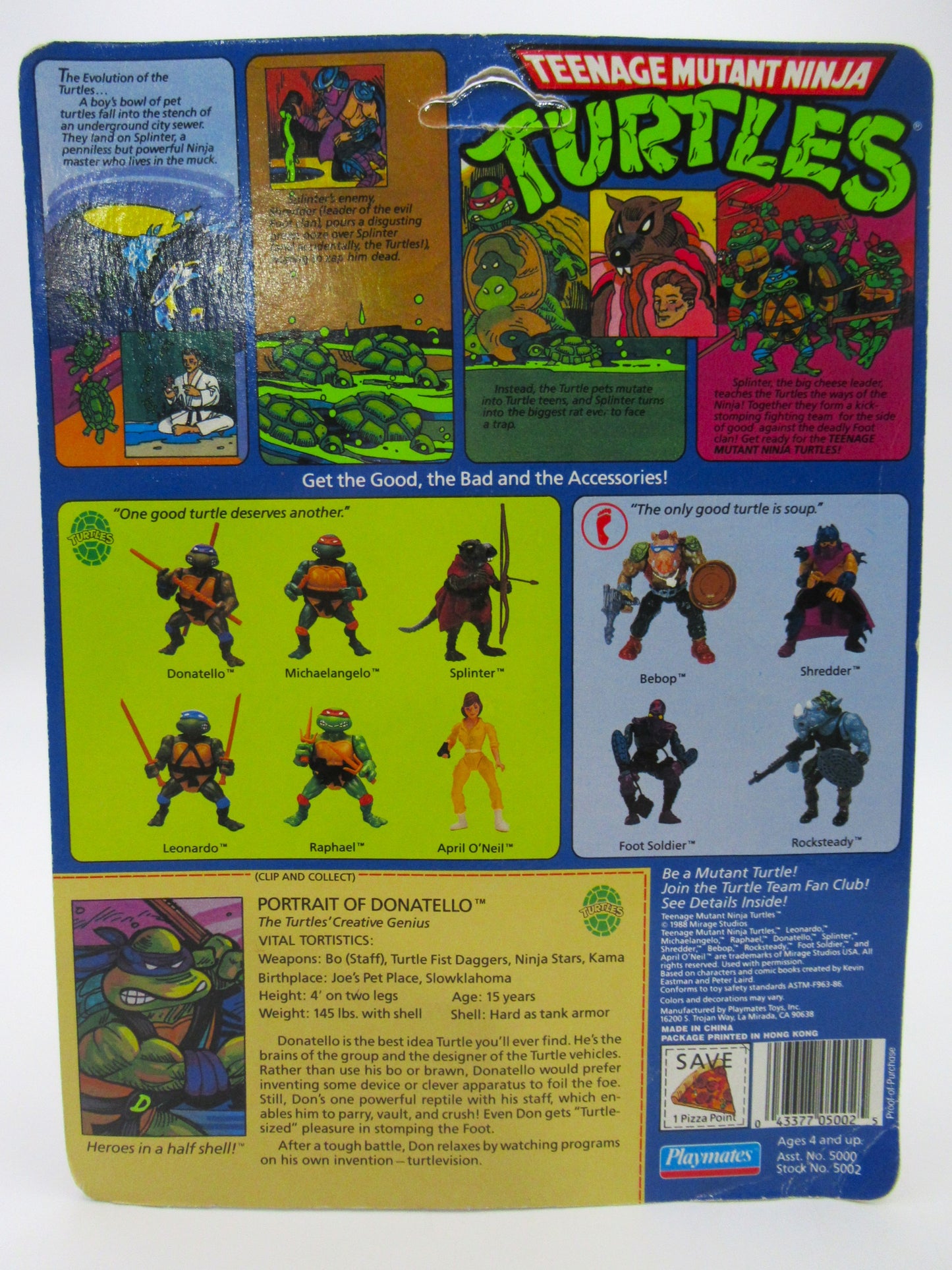 TMNT Donatello 10-Back 4.5" Figure Teenage Mutant Ninja Turtles - Playmates (1988)