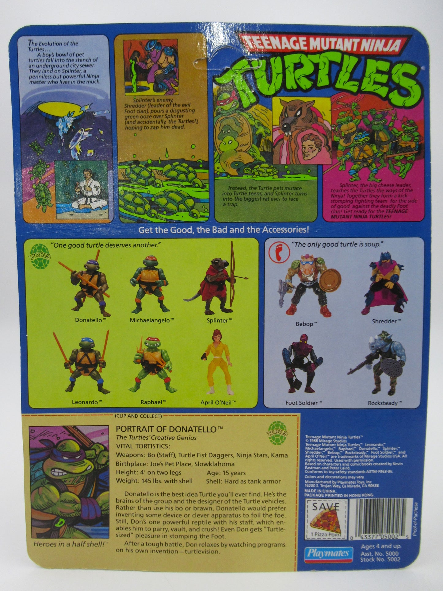 TMNT Donatello 10-Back 4.5" Figure Teenage Mutant Ninja Turtles - Playmates (1988)