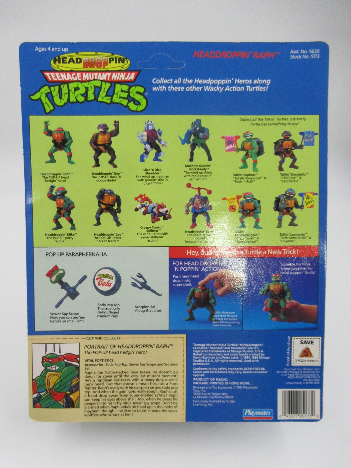 TMNT Headdropin'  Teenage Mutant Ninja Turtles Set of 4 - Playmates (1991)