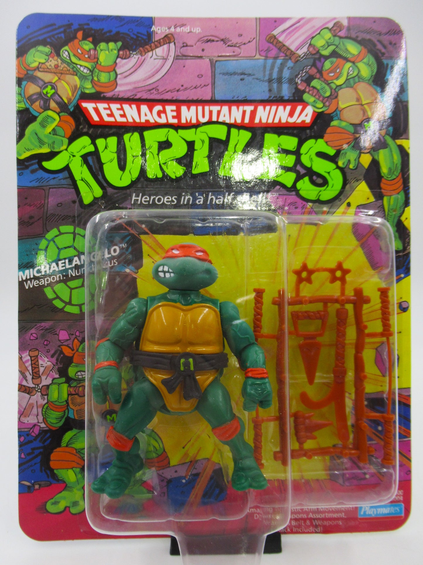 TMNT Michealangelo 10-Back 4.5" Figure Teenage Mutant Ninja Turtles - Playmates (1988)