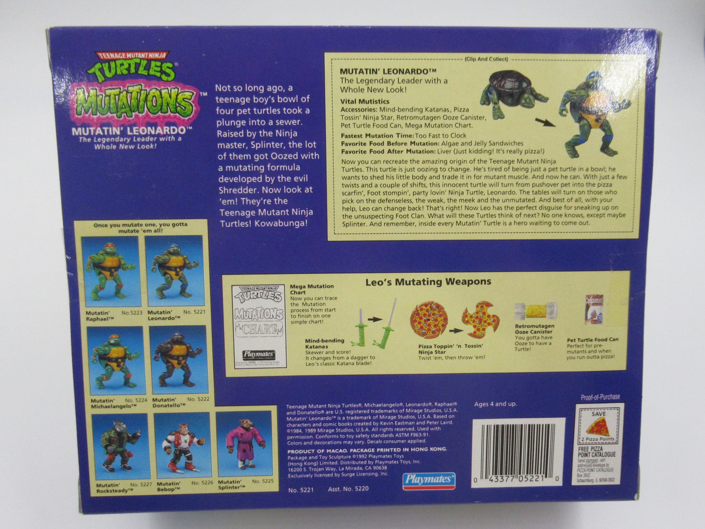 TMNT Mutations Figure Set of 4 Teenage Mutant Ninja Turtles - Playmates (1992)