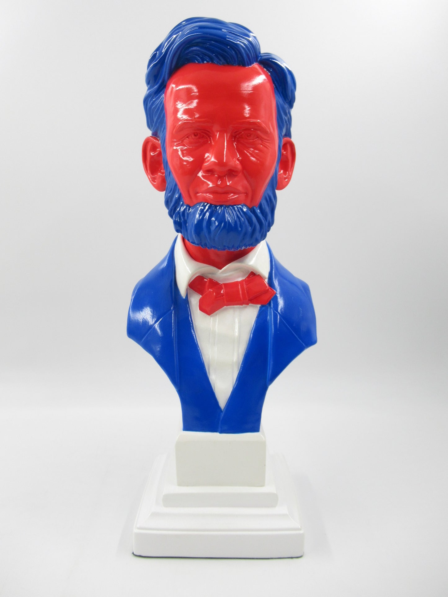 RON ENGLISH Abraham Obama Inauguration Bust - Mindstyle (2008) Red/Blue Vinyl Art Toy