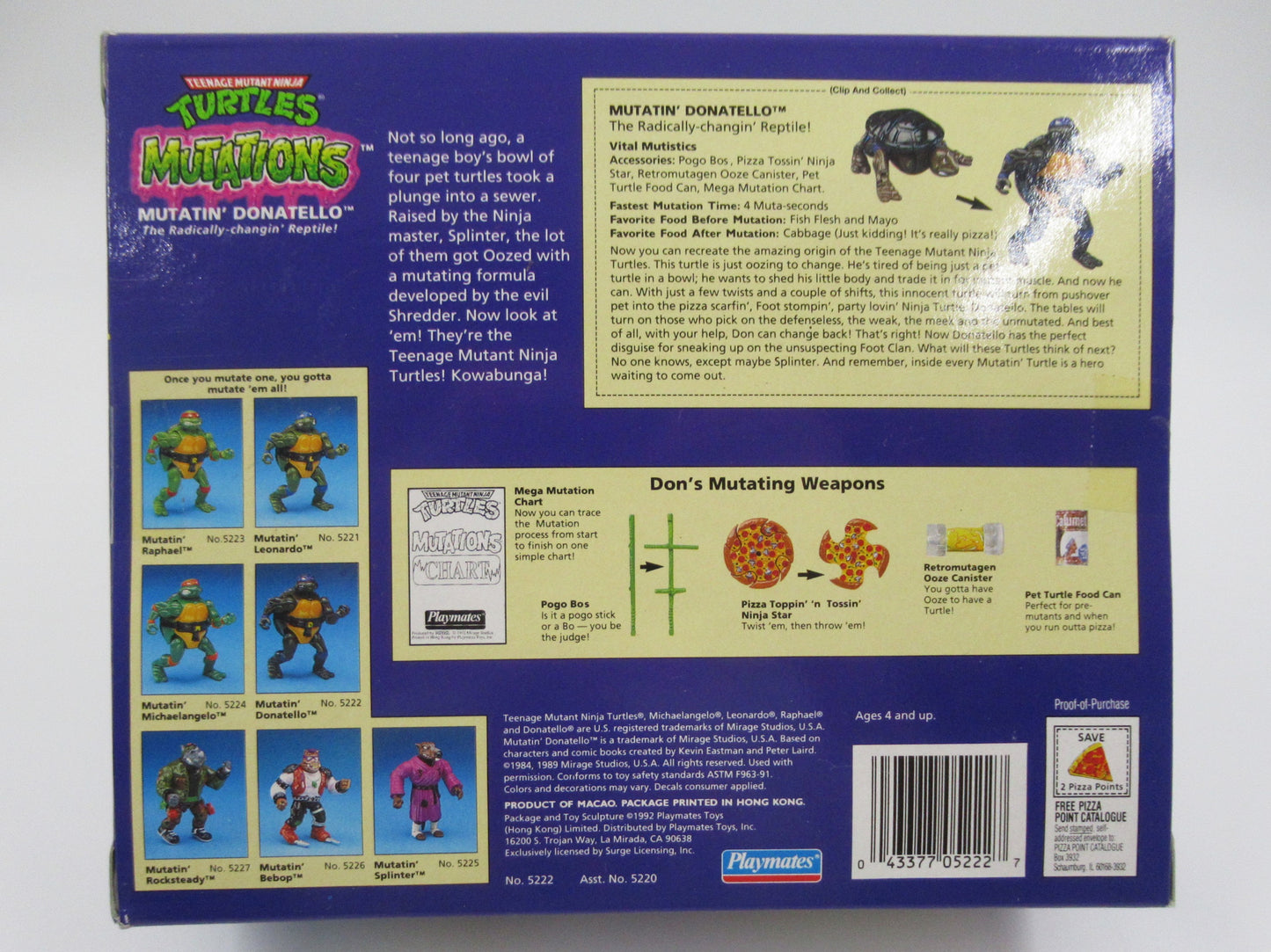 TMNT Mutations Figure Set of 4 Teenage Mutant Ninja Turtles - Playmates (1992)