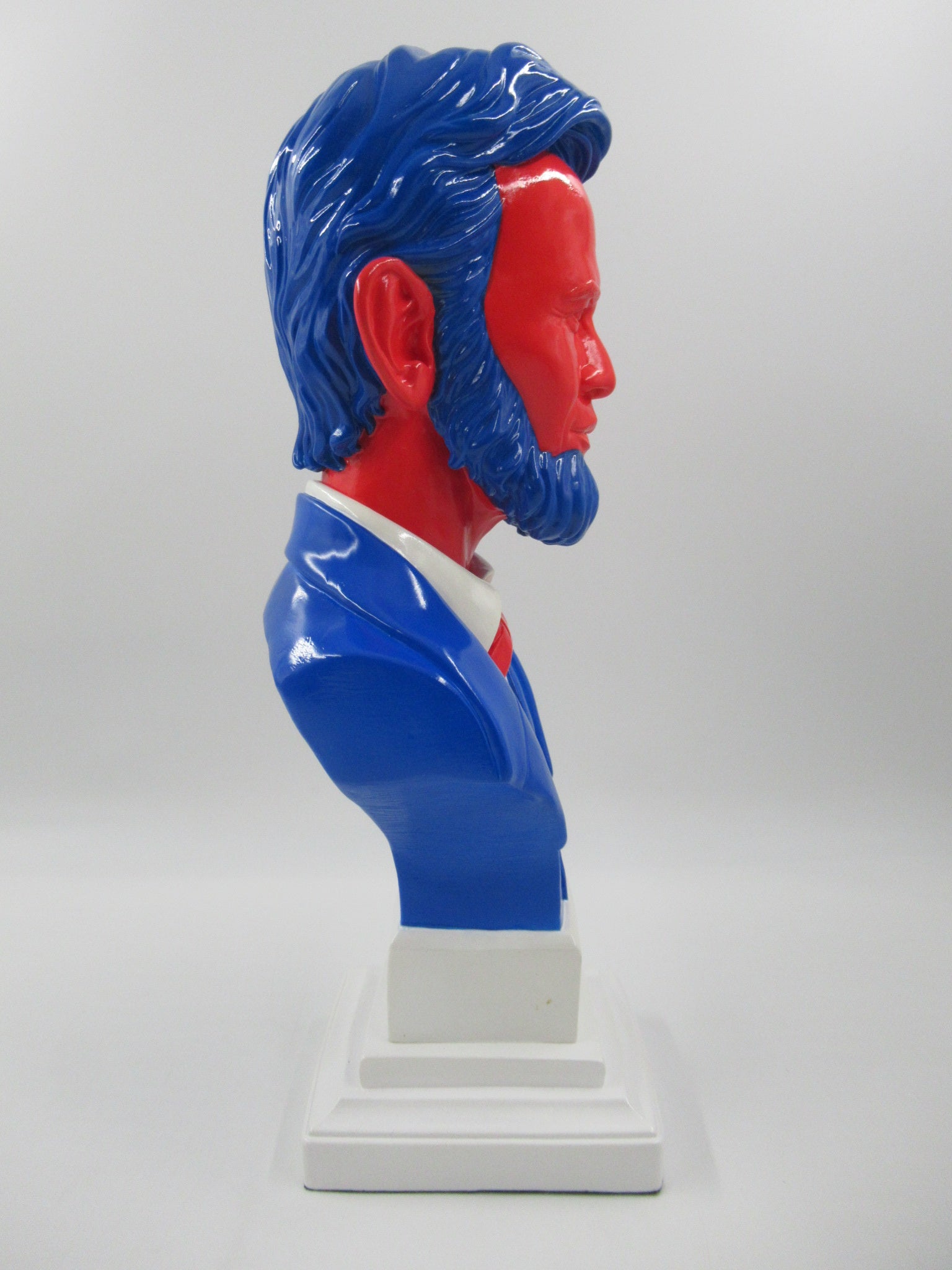 RON ENGLISH Abraham Obama Inauguration Bust - Mindstyle (2008) Red/Blue Vinyl Art Toy