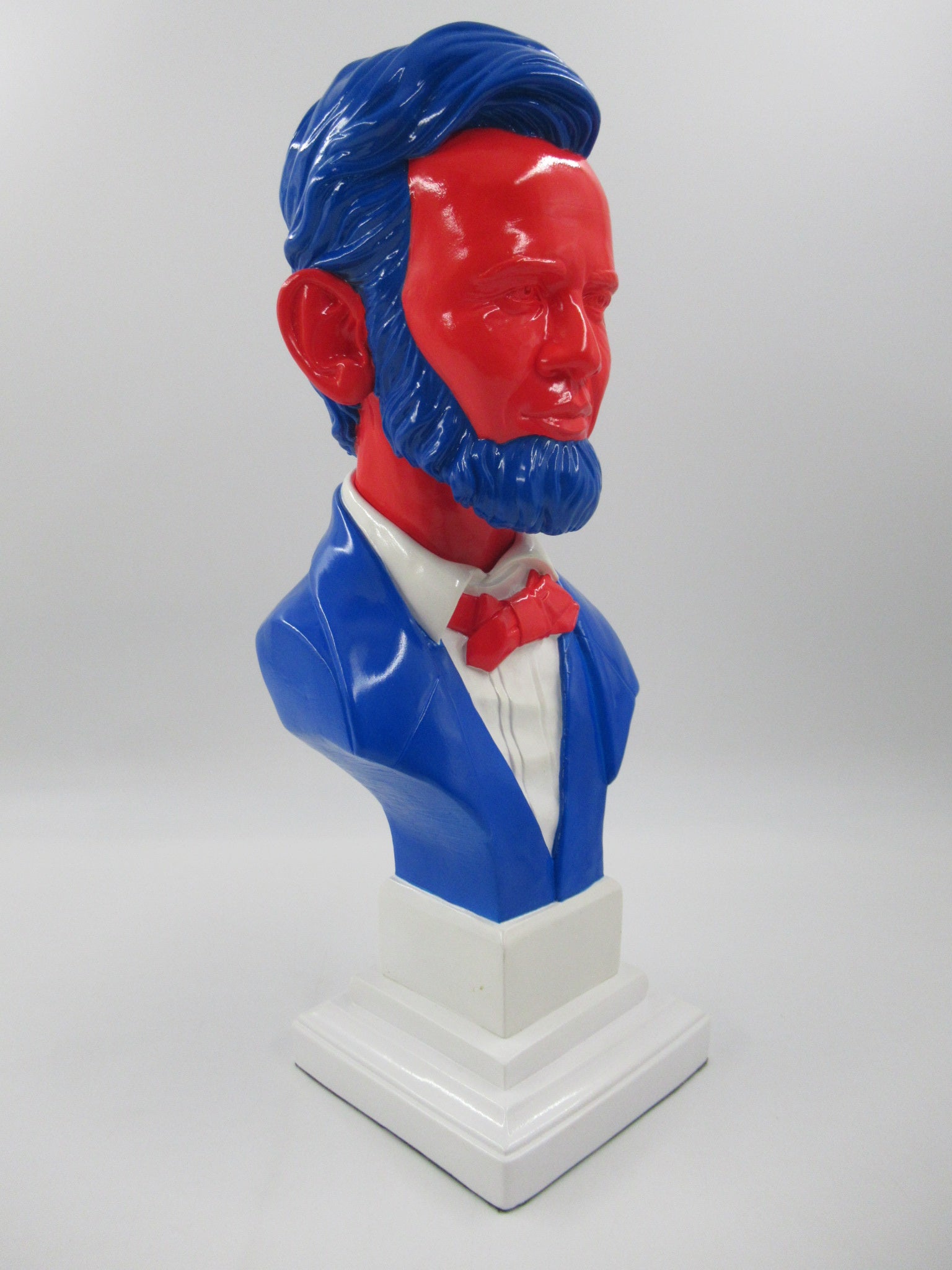 RON ENGLISH Abraham Obama Inauguration Bust - Mindstyle (2008) Red/Blue Vinyl Art Toy