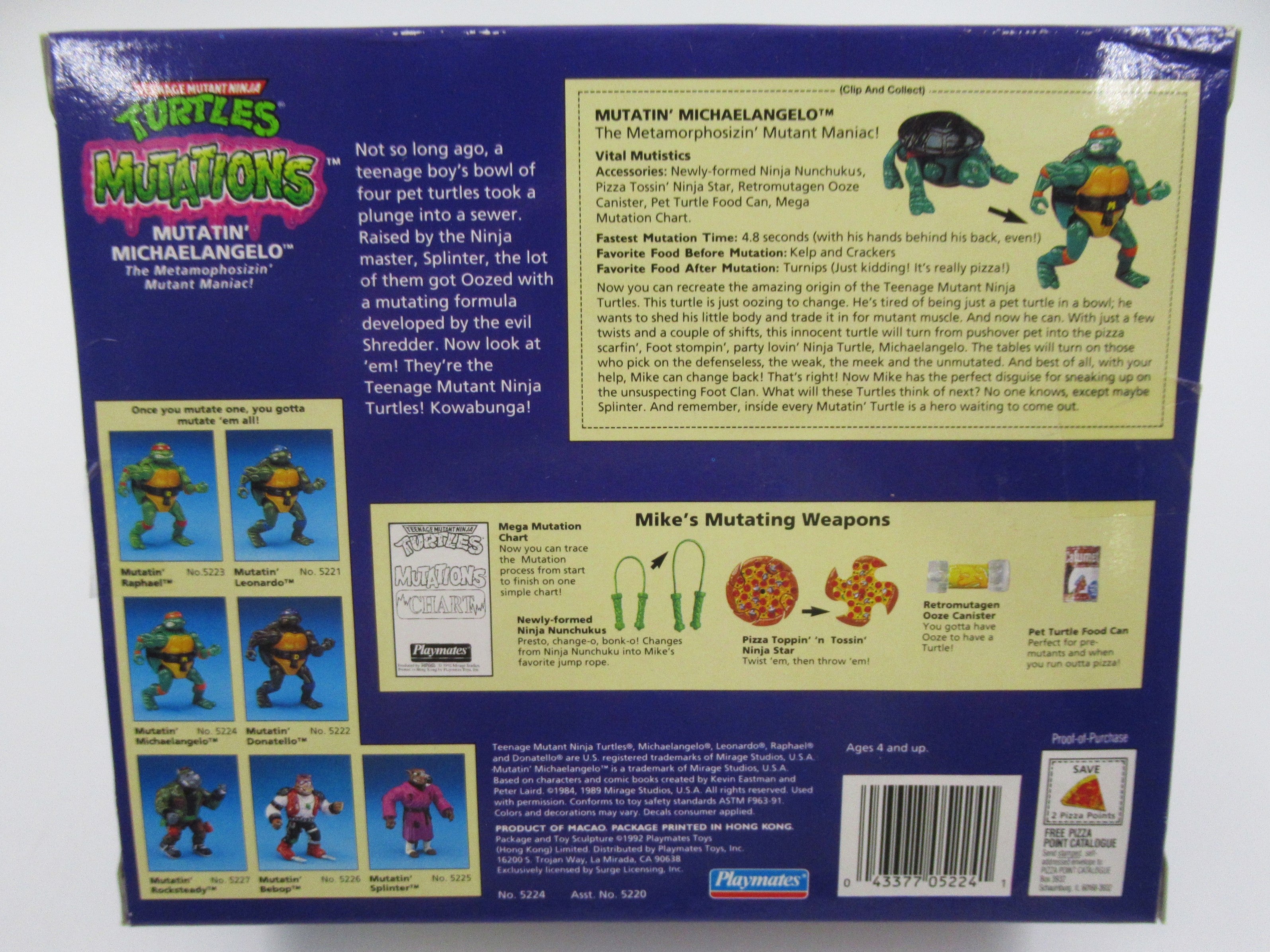 Teenage Mutant Ninja Turtles Mutations Figure Set of 4 TMNTs - Playmates (1992)