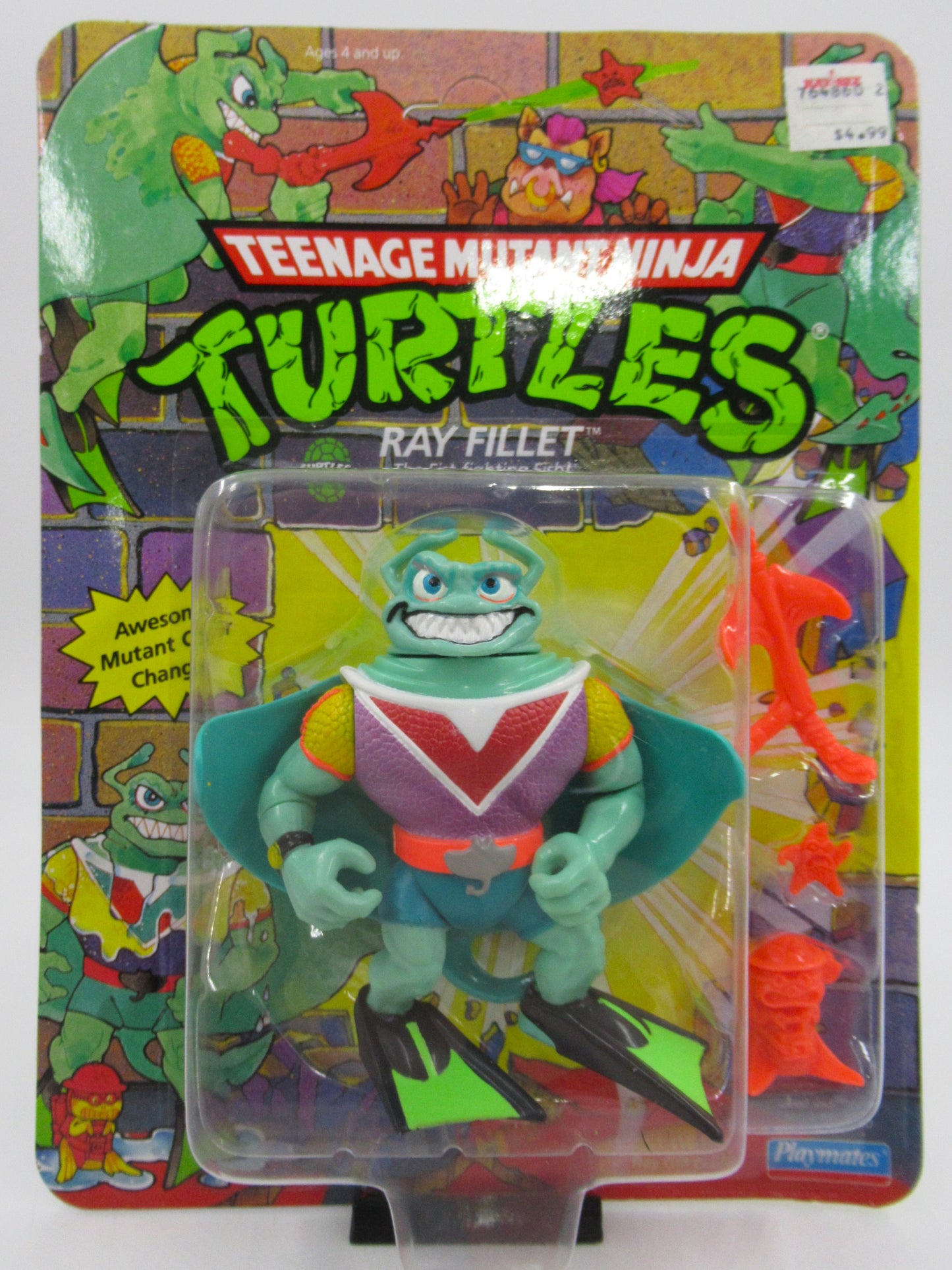 TMNT Ray Fillet (Red V Emblem) 4.5" Figure Teenage Mutant Ninja Turtles - Playmates (1990)