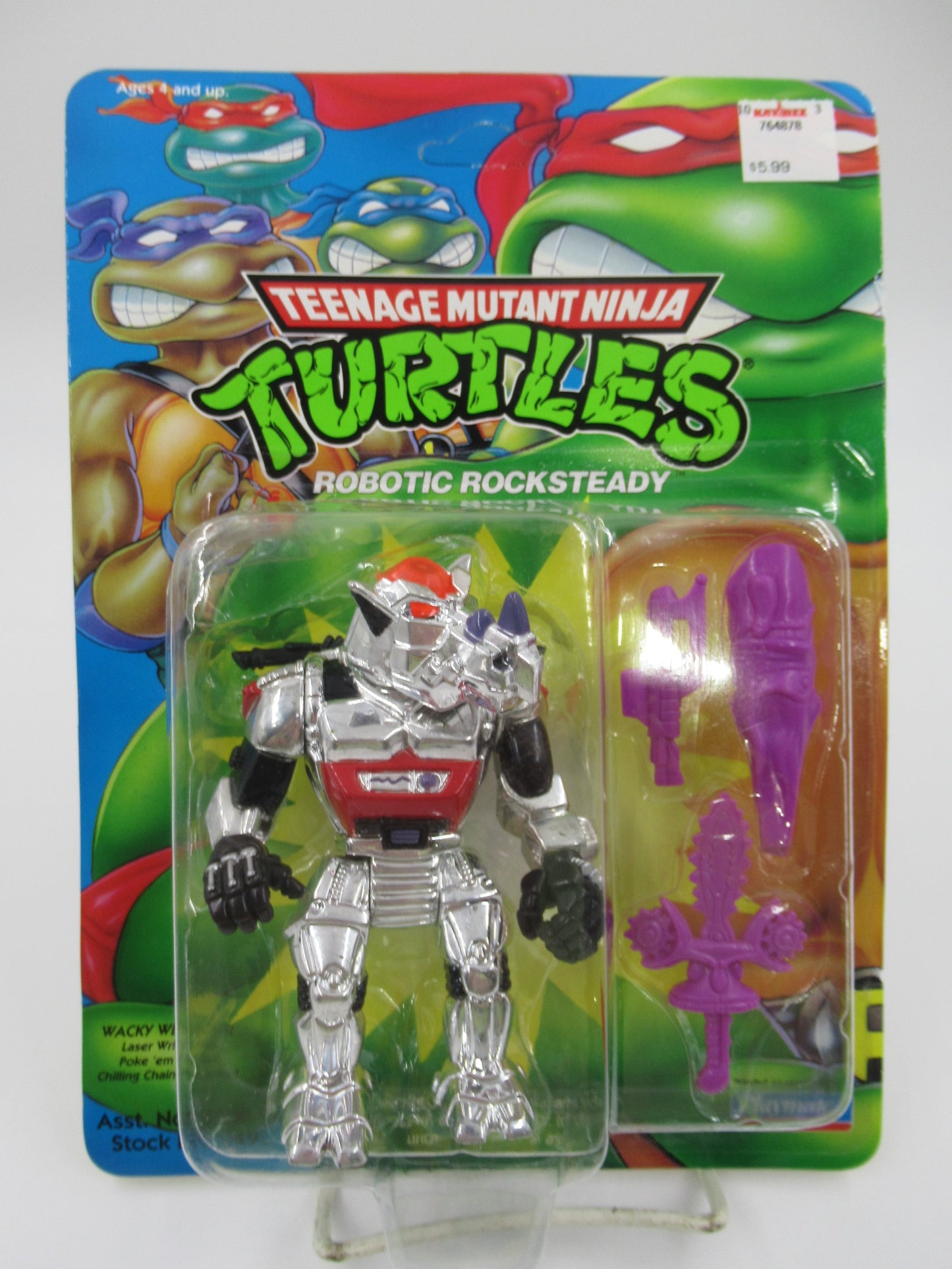 TMNT Robotic Rocksteady (Purple Weapons) Figure Teenage Mutant Ninja Turtles - Playmates (1993)