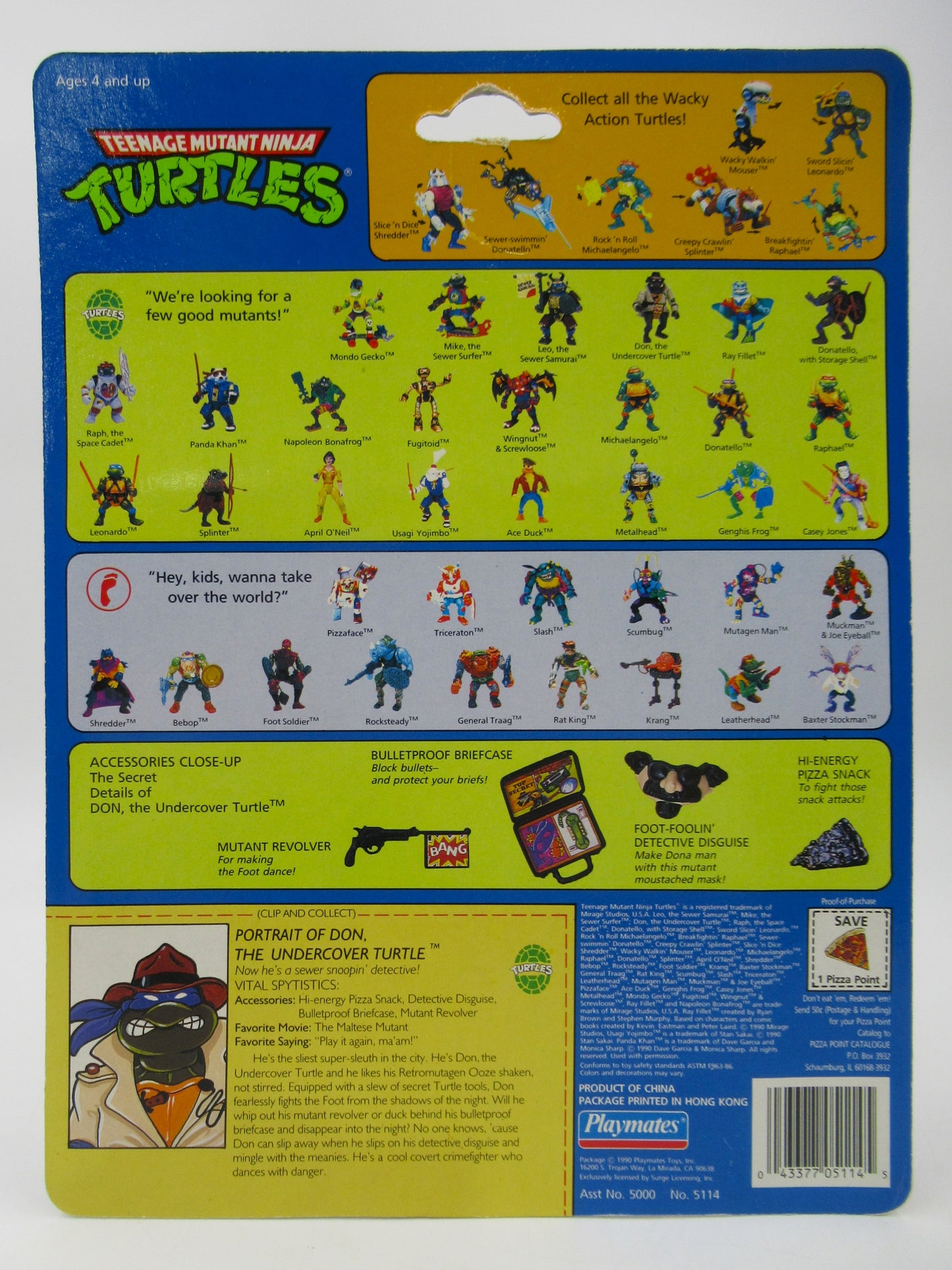 TMNT Don, the Undercover Turtle 4.5" Figure Teenage Mutant Ninja Turtles - Playmates (1990)