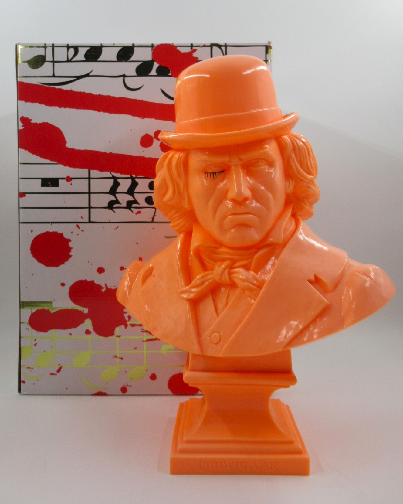 LUDWIG VAN Neon Orange Bust - Kozik x Ultraviolence (2008) Limited Edition Vinyl Art Toy