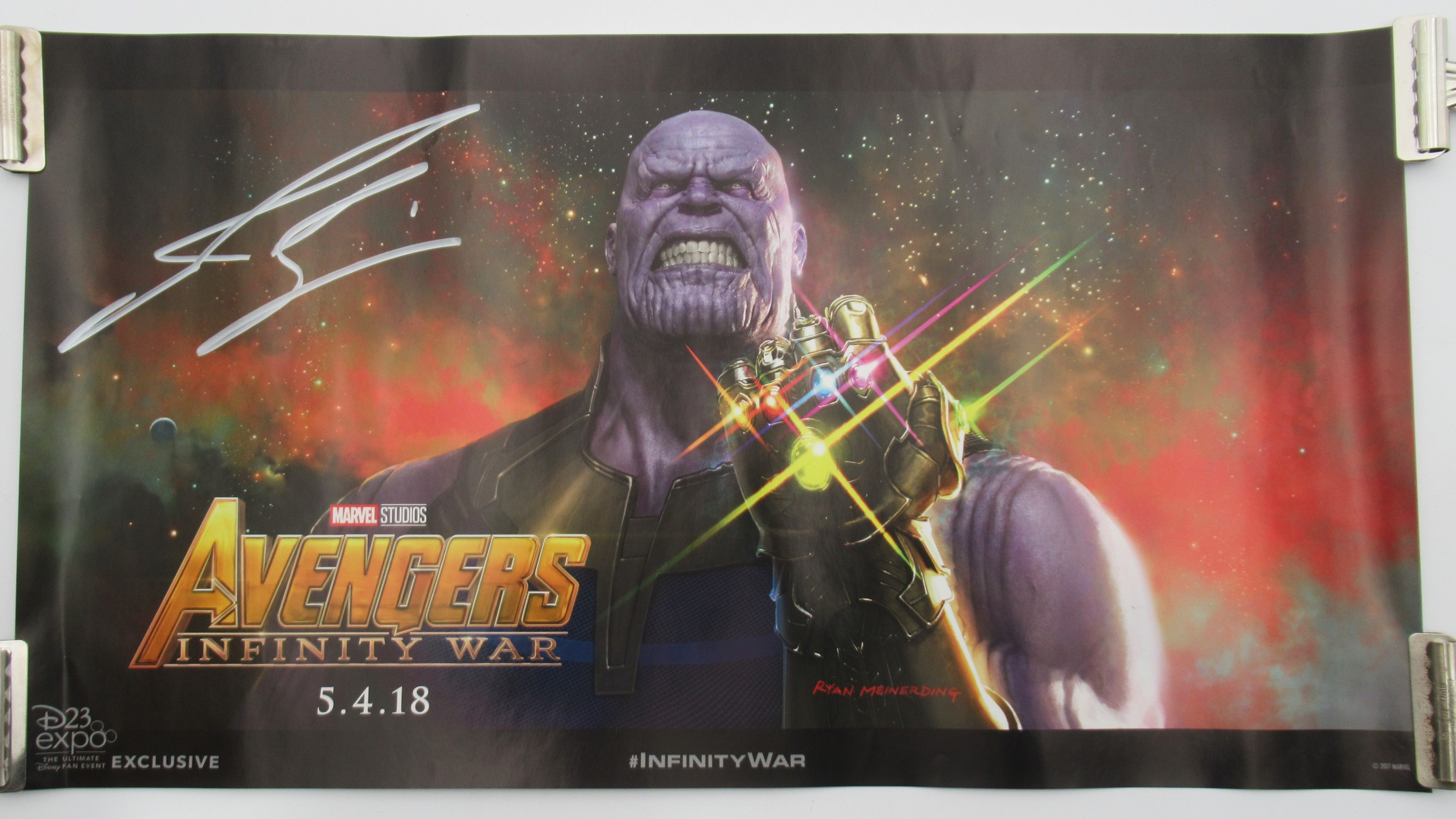 MARVEL Josh Brolin SIGNED Avengers Infinity War Thanos Poster Disne marvel-josh-brolin-signed-avengers-infinity-war-thanos-poster-disne