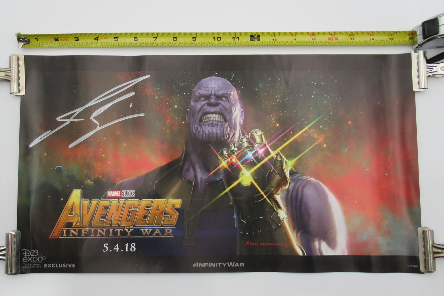 MARVEL Josh Brolin SIGNED Avengers: Infinity War Thanos Poster - Disney (2017) D23 Expo Exclusive