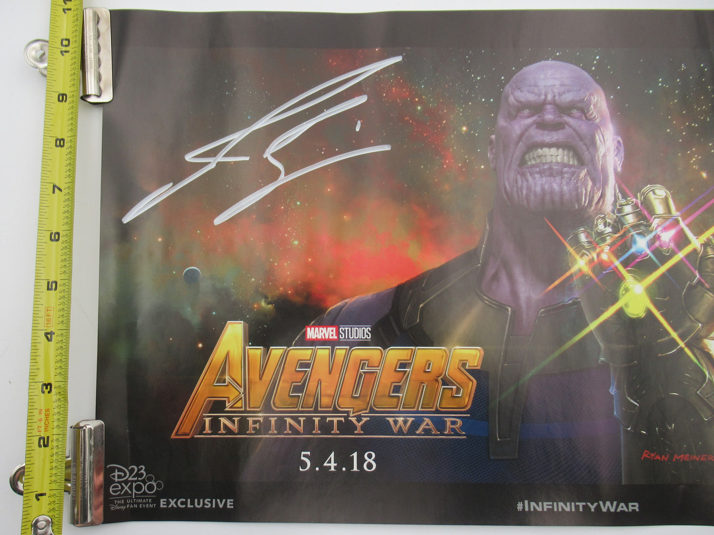 MARVEL Josh Brolin SIGNED Avengers: Infinity War Thanos Poster - Disney (2017) D23 Expo Exclusive