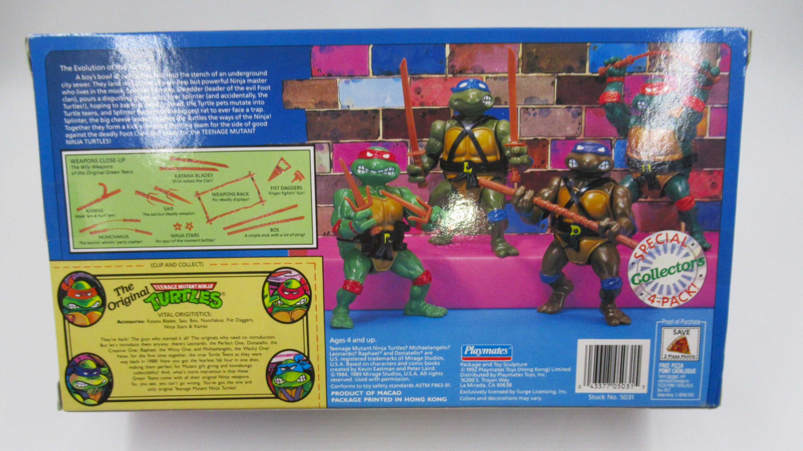 TMNT Original Teenage Mutant Ninja Turtles Collector's Special 4-Pack & Coloring Book - Playmates (1992)