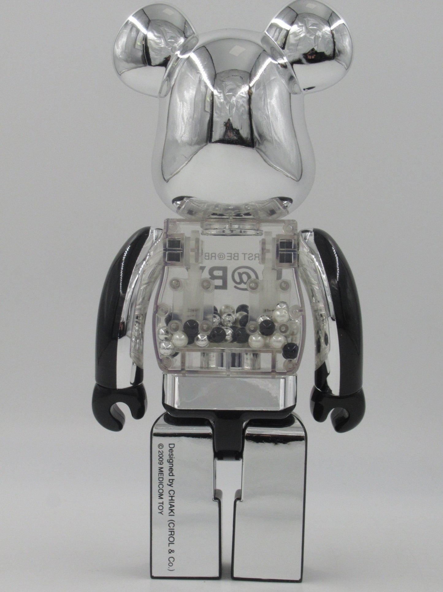 BEARBRICK My First Be@rbrick Baby Black & Silver 400% - Medicom Toy (2009) Art Toy