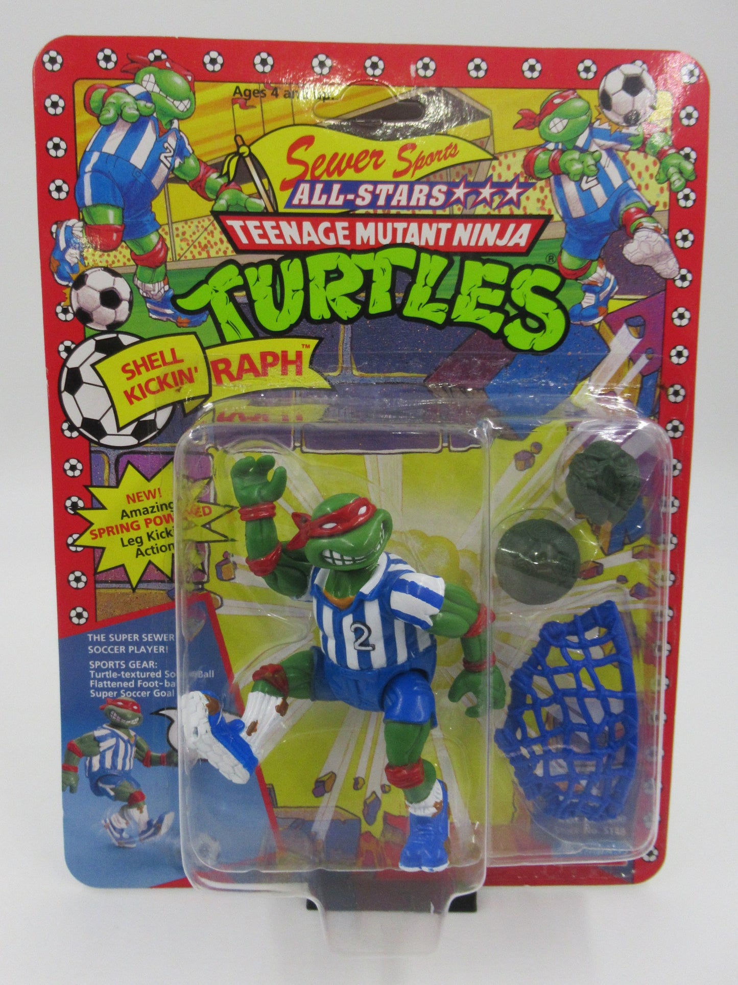 TMNT Shell Kickin’ Raph Sewer Sports All-Star 4.5" Figure Teenage Mutant Ninja Turtles - Playmates (1991) x2