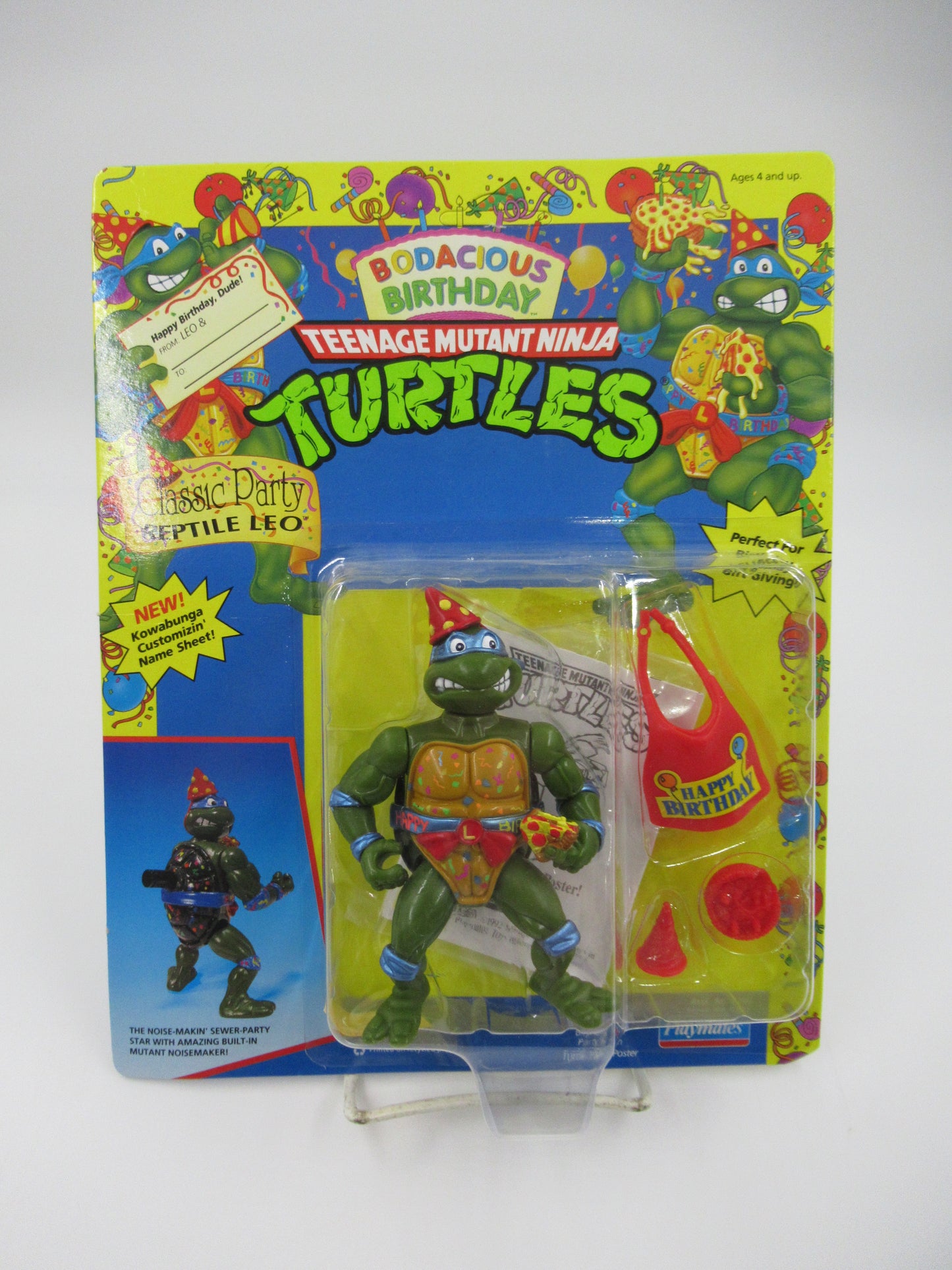 TMNT Classic Party Reptile Leo Bodacious Birthday 4.5" Figure Teenage Mutant Ninja Turtles - Playmates (1992)