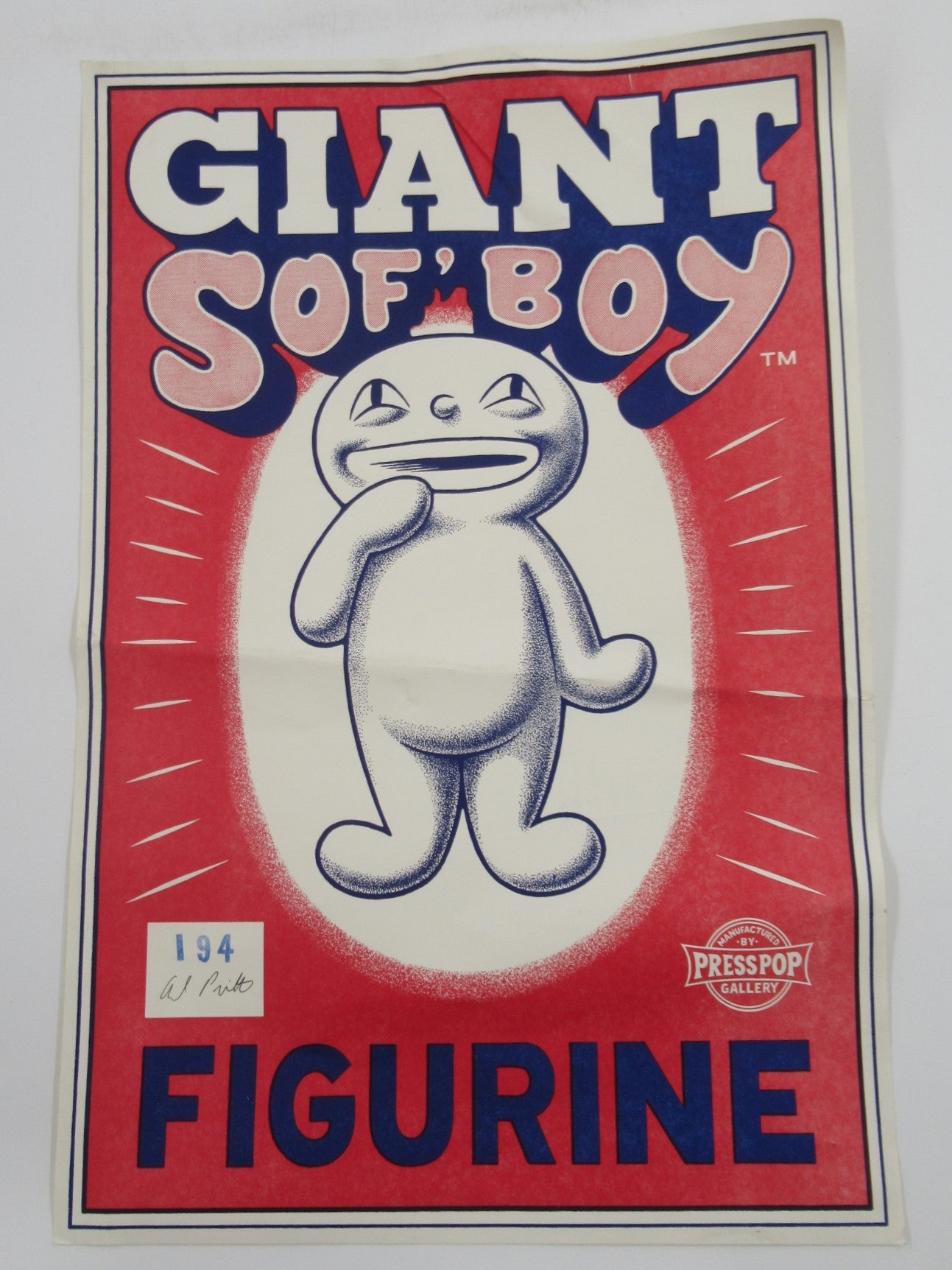 GIANT SOF' BOY Vinyl Figure - PressPop (2007) Archer Prewitt Limited Edition Designer Art Toy