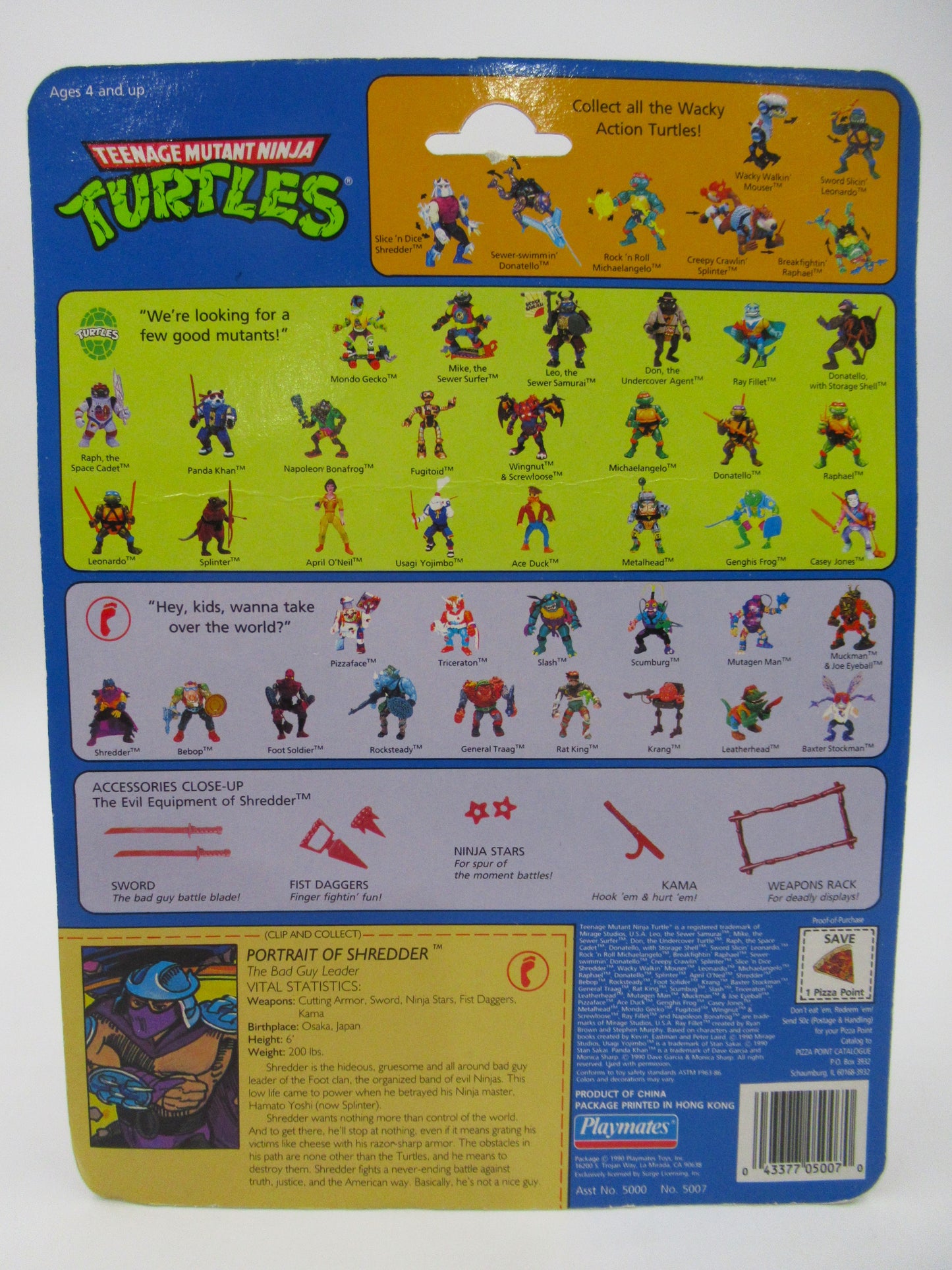 TMNT Shredder 4.5" Figure Teenage Mutant Ninja Turtles - Playmates (1990)