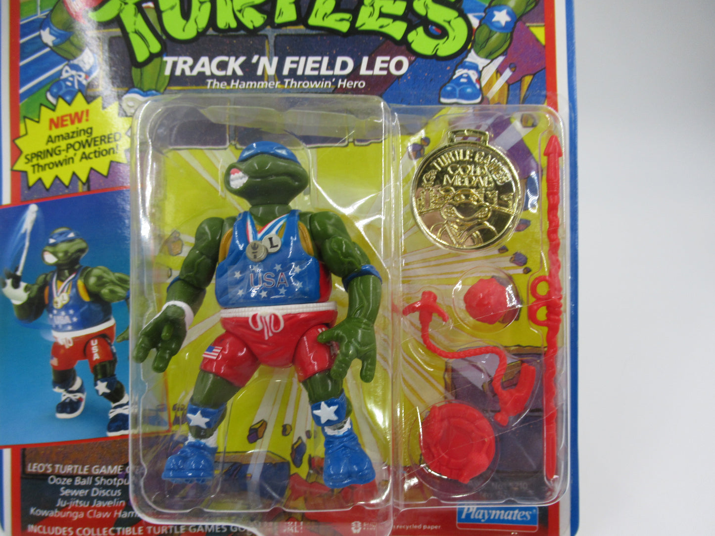 TMNT Turtle Games Track 'n Field Leo 4.5" Figure Teenage Mutant Ninja Turtles - Playmates (1992)