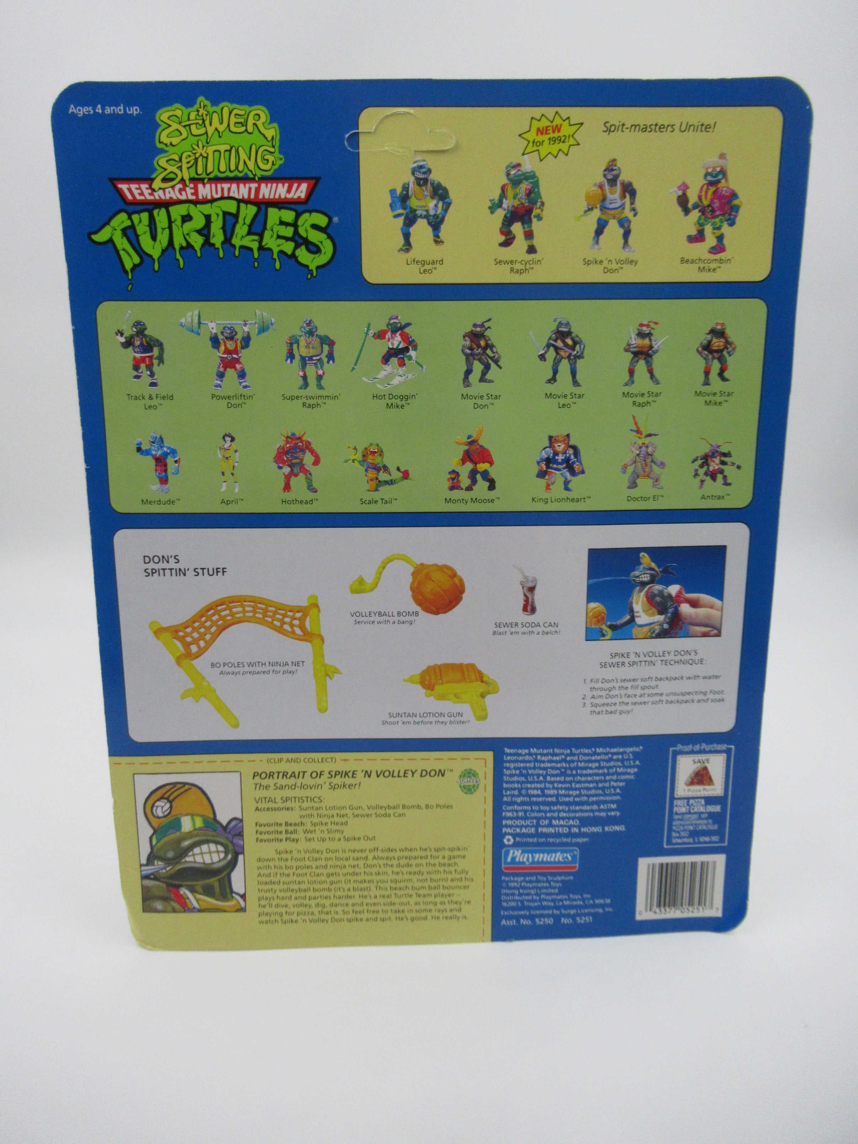 Teenage Mutant Ninja Turtles Sewer Spitting Turtles Set of 4 Figures TMNTs - Playmates (1992)