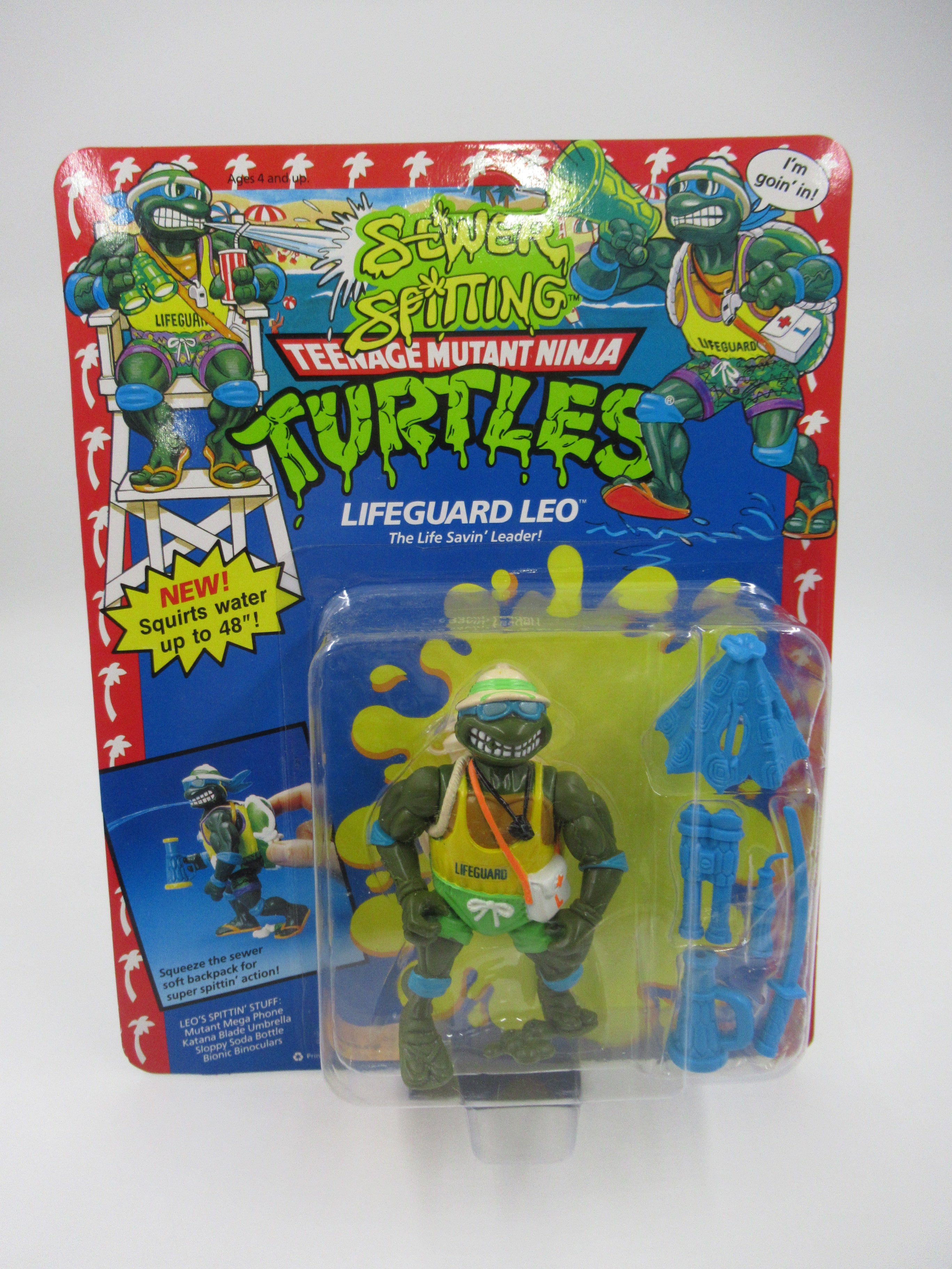 Teenage Mutant Ninja Turtles Sewer Spitting Turtles Set of 4 Figures TMNTs - Playmates (1992)