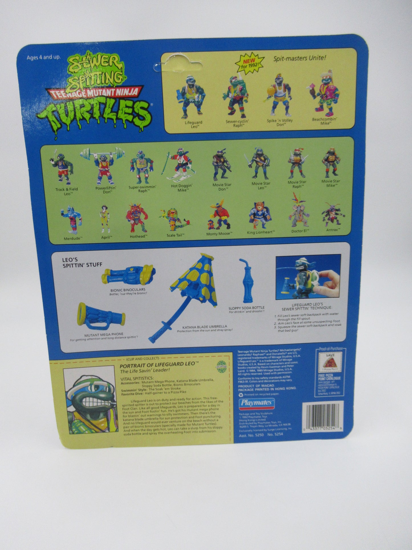 TMNT Sewer Spitting Turtles Set of 4 Figures Teenage Mutant Ninja Turtles - Playmates (1992)