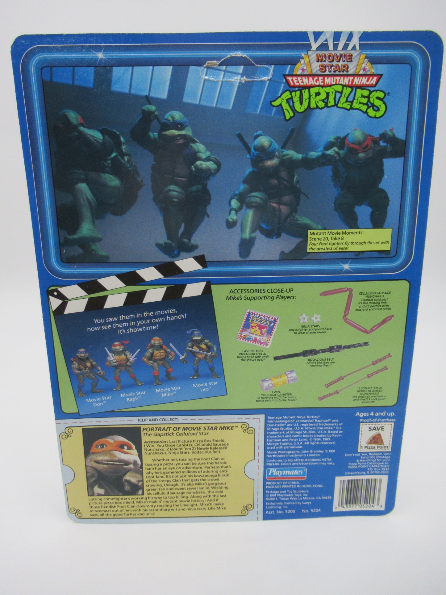 TMNT Movie Star Turtles Set of 4 Figure Teenage Mutant Ninja Turtles - Playmates (1991)