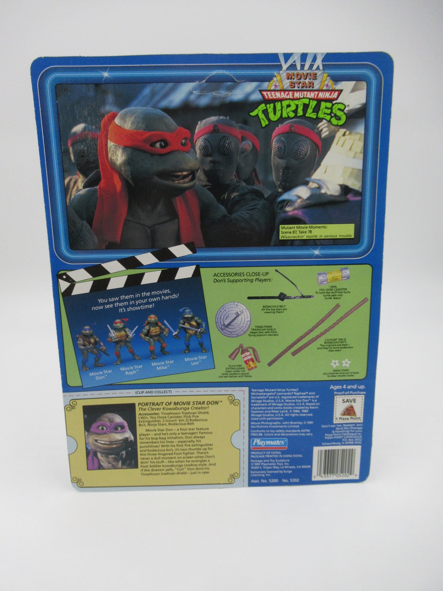 TMNT Movie Star Turtles Set of 4 Figure Teenage Mutant Ninja Turtles - Playmates (1991)