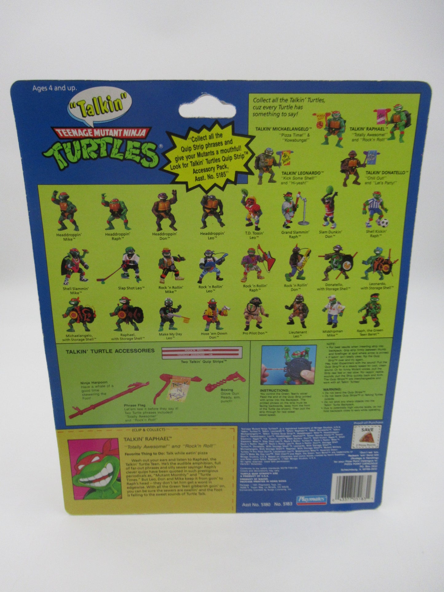 TMNT Talkin' Teenage Mutant Ninja Turtles Action Figure Set of 4 - Playmates (1991)