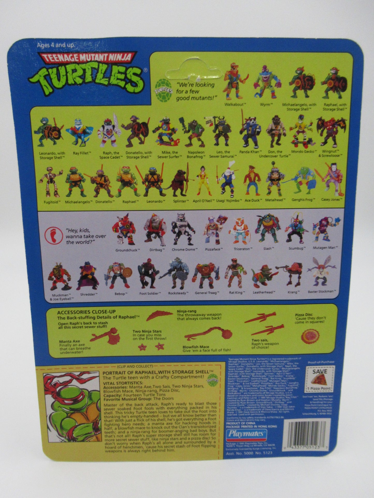 TMNT Storage Shell Teenage Mutant Ninja Turtles Action Figure Set of 4 - Playmates (1991)