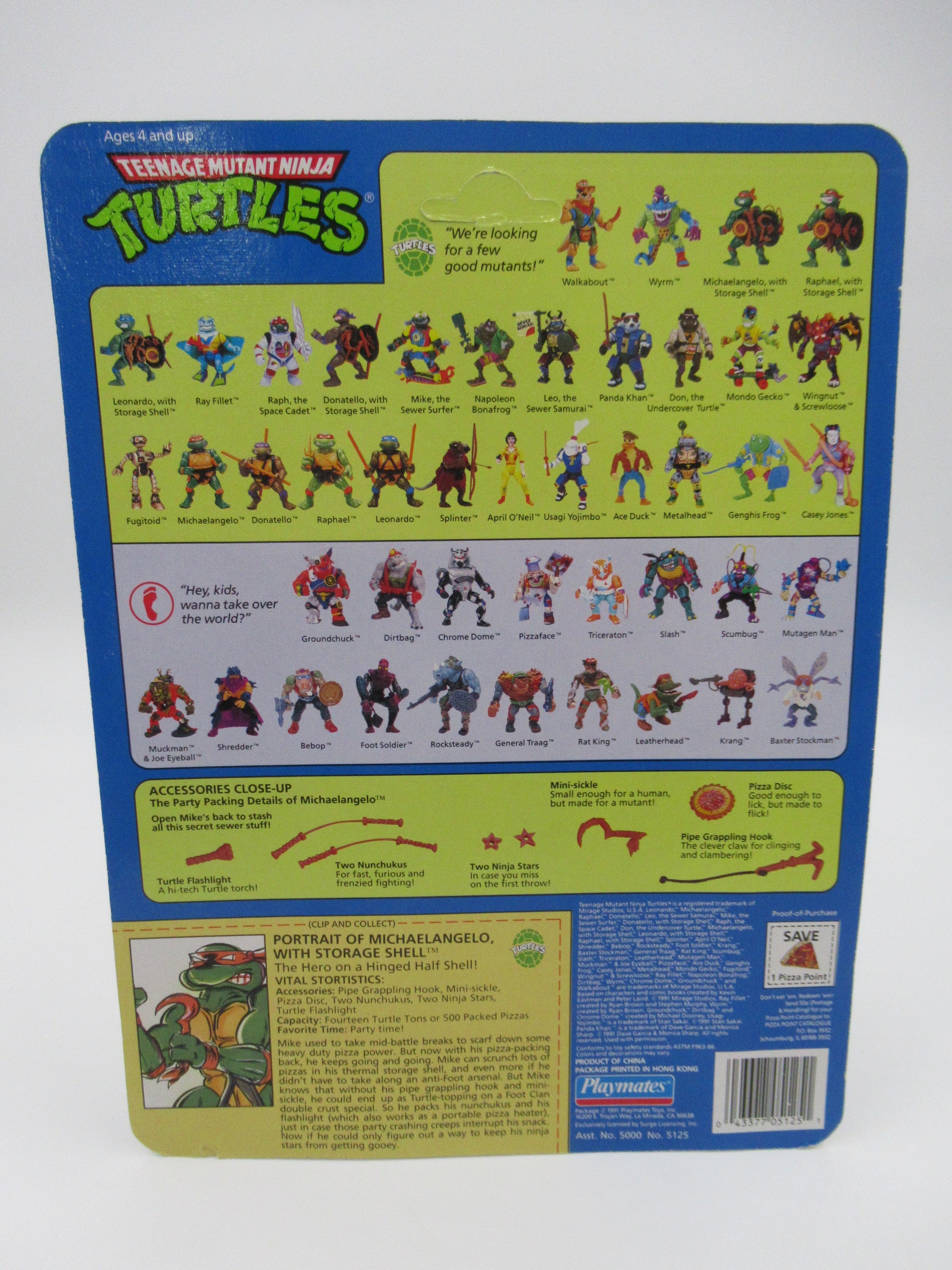 Teenage Mutant Ninja Turtles Storage Shell TMNTs Action Figure Set of 4 - Playmates (1991)