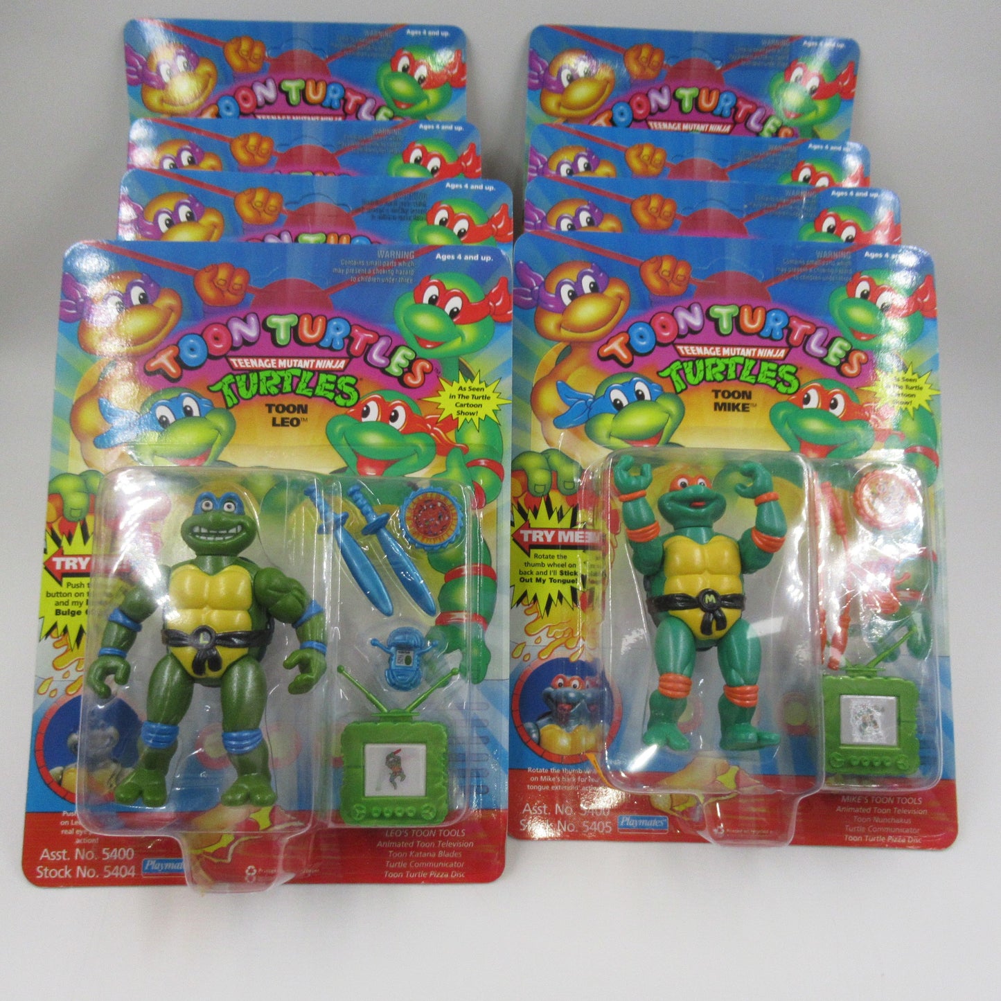 TMNT Toon Turtles Teenage Mutant Ninja Turtles Complete 4.5" Figure Set of 11 - Playmates (1993)