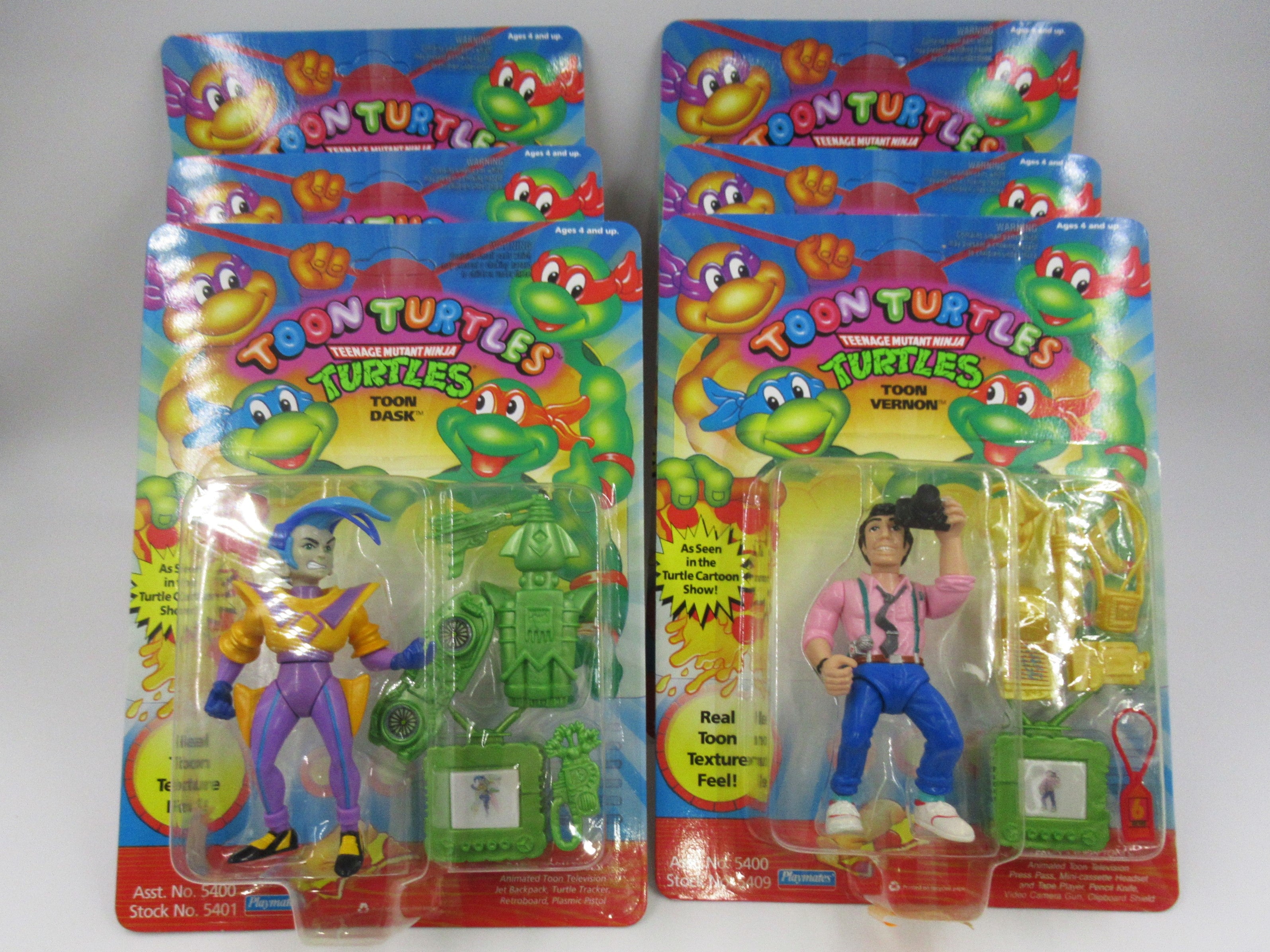 Teenage Mutant Ninja Turtles Toon Turtles TMNTs Complete 4.5" Figure Set of 11 - Playmates (1993)