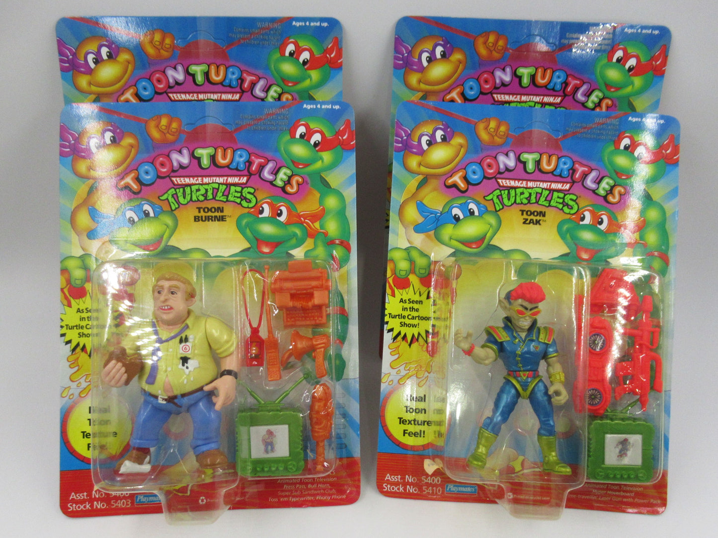 TMNT Toon Turtles Teenage Mutant Ninja Turtles Complete 4.5" Figure Set of 11 - Playmates (1993)